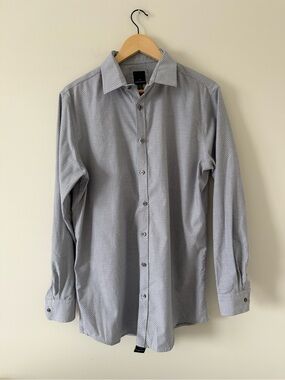 Daniel Hechter Gray Microdot Long Sleeve Dress Shirt 100% Cotton (size large)